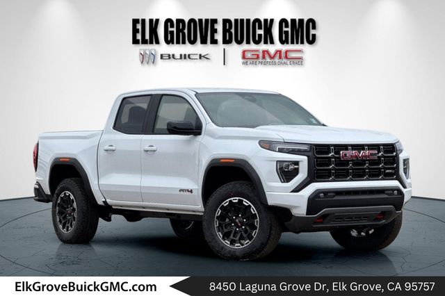Summit White 2026 GMC Canyon AT4 Crew Cab 4WD Pickup Truck Four-Wheel Drive 8-Speed Automatic