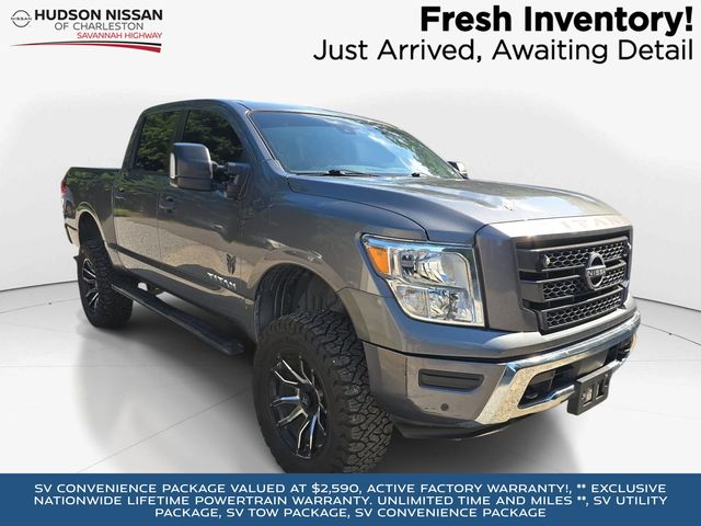 Gray (Gun Metallic) 2023 Nissan Titan Pickup Truck Four-Wheel Drive 9-Speed Automatic