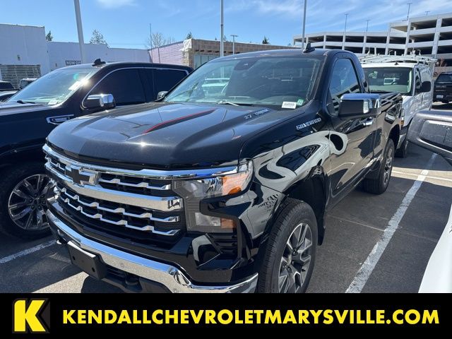 Black 2025 Chevrolet Silverado 1500 Work Truck Regular Cab 4WD Pickup Truck Four-Wheel Drive 8-Speed Automatic