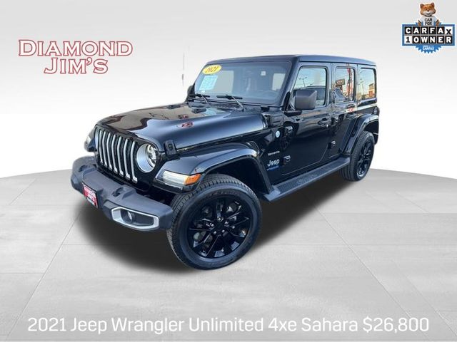 Black Clearcoat 2021 Jeep Wrangler 4xe Sahara 4WD SUV / Crossover Four-Wheel Drive 8-Speed Automatic
