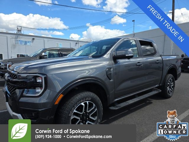 Gray Metallic 2024 Ford Ranger Lariat SuperCrew 4WD Pickup Truck Four-Wheel Drive Automatic