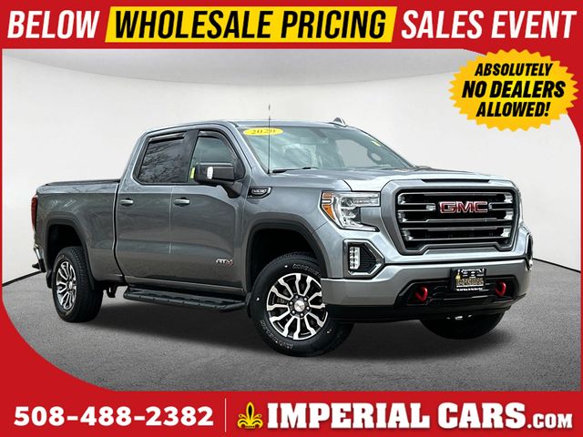 Gray (Satin Steel Metallic) 2020 GMC Sierra 1500 AT4 Crew Cab 4WD Pickup Truck Four-Wheel Drive Automatic