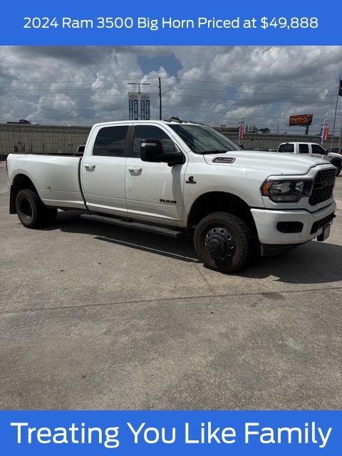Bright White Clearcoat 2024 RAM 3500 Big Horn Crew Cab LB DRW 4WD Pickup Truck Four-Wheel Drive 6-Speed Automatic