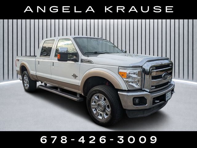 White 2012 Ford F-250 Super Duty Lariat Crew Cab 4WD Pickup Truck Four-Wheel Drive 6-Speed Automatic Overdrive