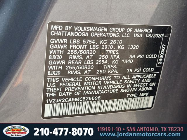 Used Car 2021 Volkswagen Atlas  3.6l V6 Se W/technology For Sale Under $20,000 In San Antonio, Texas