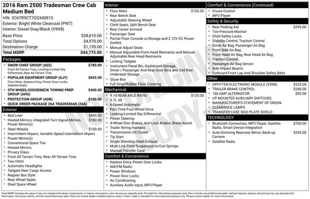 2016 RAM 2500 Tradesman Crew Cab 4WD