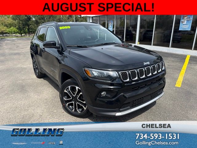 Diamond Black Crystal Pearlcoat 2023 Jeep Compass SUV / Crossover Four-Wheel Drive 8-Speed Automatic