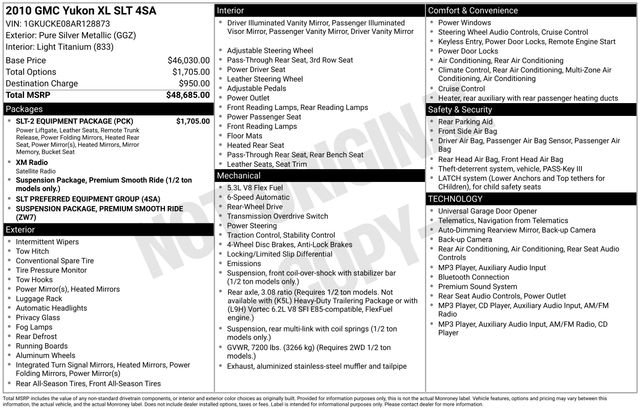2010 GMC Yukon XL SLT 1500