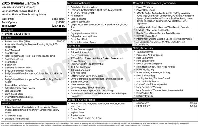 New 2025 Hyundai Elantra N For Sale in Indianapolis, IN