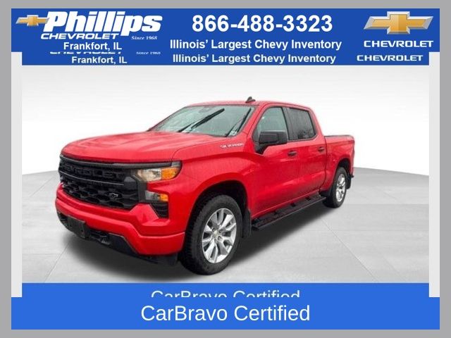 Red Hot 2023 Chevrolet Silverado 1500 Custom Crew Cab 4WD Pickup Truck Four-Wheel Drive 8-Speed Automatic