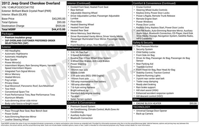 2012 Jeep Grand Cherokee Overland
