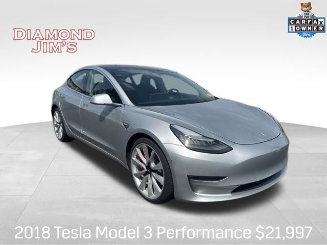 Silver Metallic 2018 Tesla Model 3 Performance AWD Sedan All-Wheel Drive 1-Speed Automatic