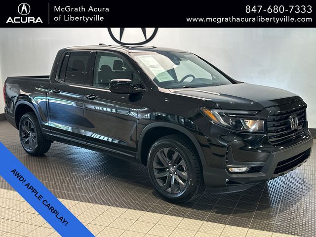Crystal Black Pearl 2023 Honda Ridgeline Pickup Truck All-Wheel Drive 9-Speed Automatic
