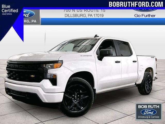 Summit White 2024 Chevrolet Silverado 1500 Custom Crew Cab 4WD Pickup Truck Four-Wheel Drive 8-Speed Automatic