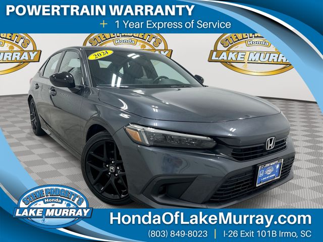 Meteorite Gray Metallic 2024 Honda Civic Sport FWD Sedan Front-Wheel Drive Continuously Variable Transmission