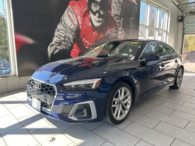 Navarra Blue Metallic 2023 Audi A5 Sportback quattro Prestige S Line 45 TFSI AWD Sedan All-Wheel Drive 7-Speed Automatic