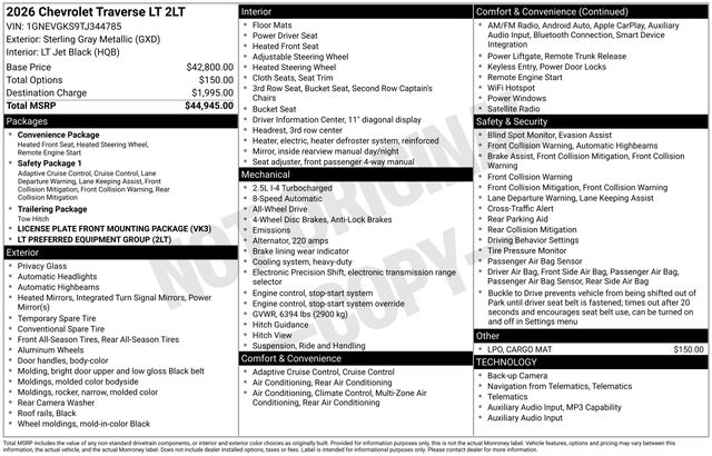 New 2026 Chevrolet Traverse SUV