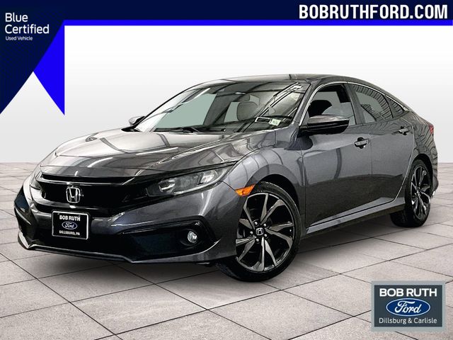 Gray (Modern Steel Metallic) 2019 Honda Civic Sport FWD Sedan Front-Wheel Drive Continuously Variable Transmission