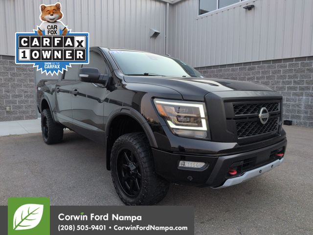 Super Black 2021 Nissan Titan Pickup Truck Four-Wheel Drive 9-Speed Automatic
