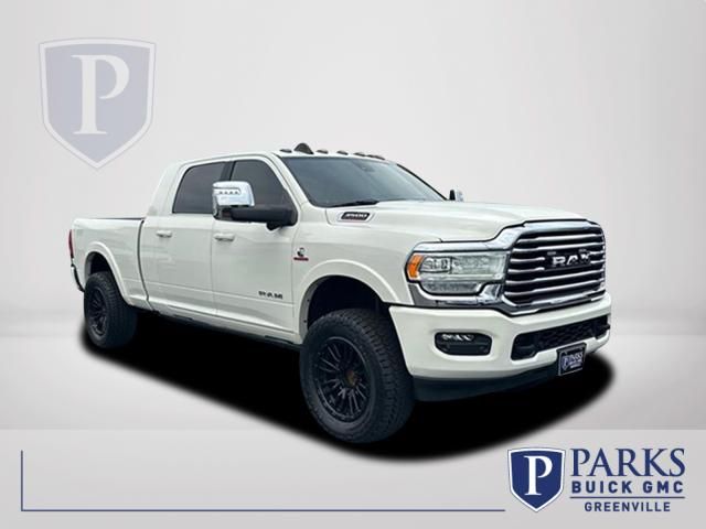 Pearl White 2023 RAM 3500 Limited Longhorn Mega Cab 4WD Pickup Truck Four-Wheel Drive 6-Speed Automatic