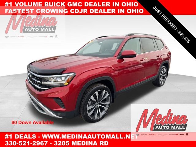 Aurora Red Metallic 2022 Volkswagen Atlas V6 SE 4Motion with Technology SUV / Crossover All-Wheel Drive 8-Speed Automatic