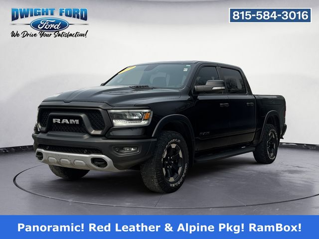 Diamond Black Crystal Pearlcoat 2019 RAM 1500 Rebel Crew Cab 4WD Pickup Truck Four-Wheel Drive 8-Speed Automatic