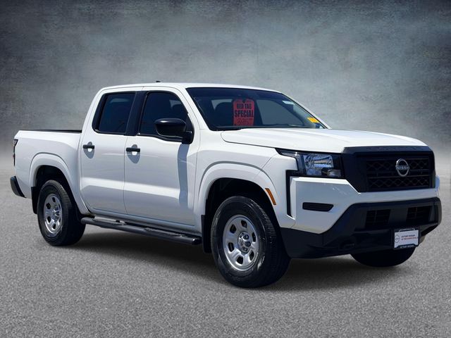 Glacier White 2023 Nissan Frontier S Crew Cab 4WD Pickup Truck Four-Wheel Drive 9-Speed Automatic