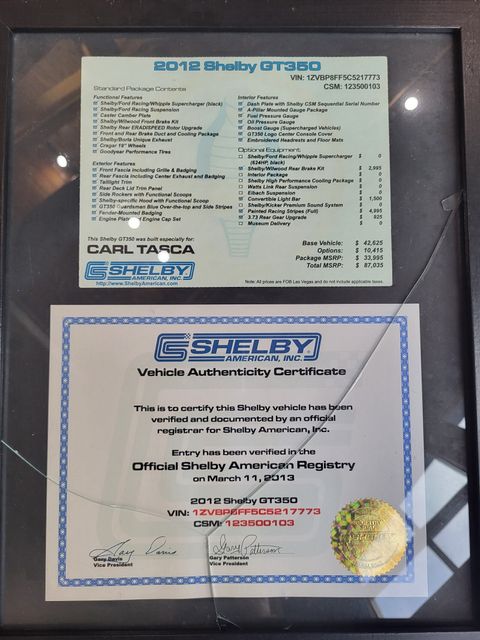 Used Car 2012 Ford Mustang  Shelby Gt350 For Sale Under $60,000 In San Antonio, Texas