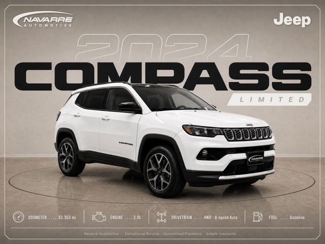 Bright White Clearcoat 2024 Jeep Compass SUV / Crossover Four-Wheel Drive 8-Speed Automatic