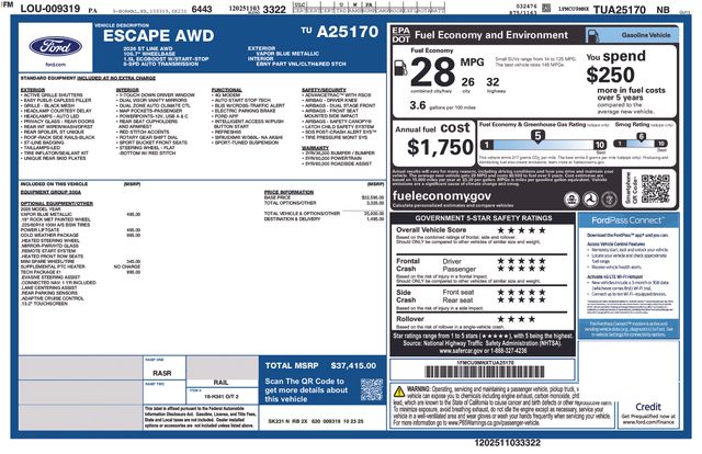 new 2026 Ford Escape car, priced at $33,670
