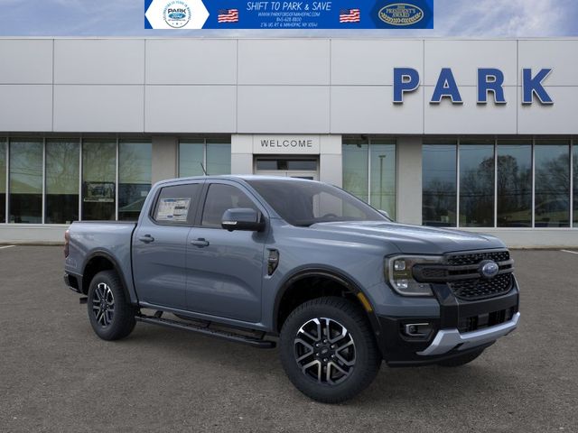 Blue (Azure Gray Metallic Tri-Coat) 2025 Ford Ranger Lariat SuperCrew 4WD Pickup Truck Four-Wheel Drive Automatic
