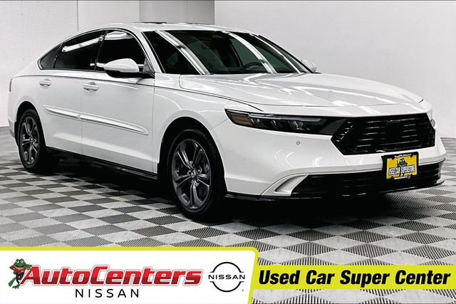 Platinum White Pearl 2024 Honda Accord Hybrid Sedan Front-Wheel Drive Continuously Variable Transmission