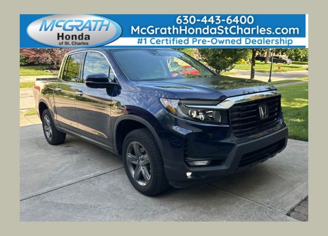 Black (Obsidian Blue Pearl) 2023 Honda Ridgeline Pickup Truck All-Wheel Drive 9-Speed Automatic
