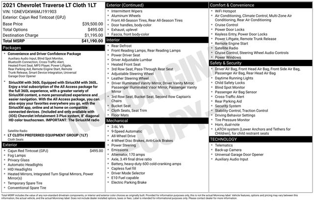 2021 Chevrolet Traverse LT Cloth AWD