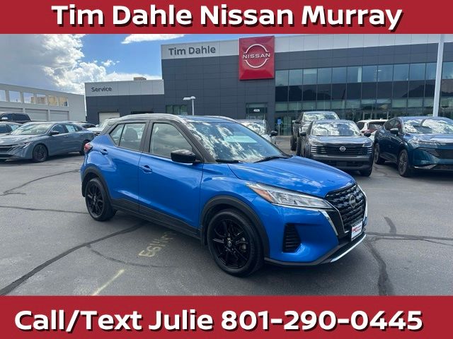 Electric Blue Metallic/Super Black 2023 Nissan Kicks SUV / Crossover Front-Wheel Drive Continuously Variable Transmission