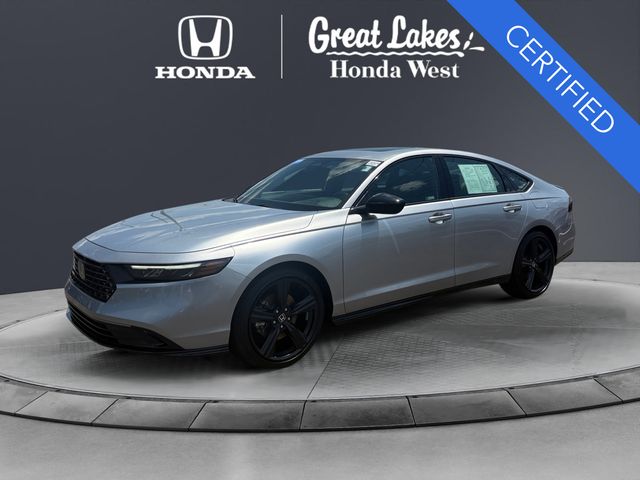 Solar Silver Metallic 2024 Honda Accord Hybrid Sedan Front-Wheel Drive Continuously Variable Transmission