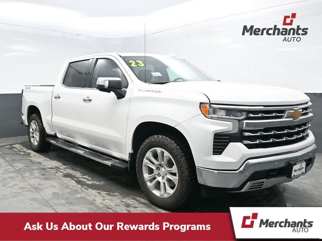 Summit White 2023 Chevrolet Silverado 1500 LTZ Crew Cab 4WD Pickup Truck Four-Wheel Drive Automatic