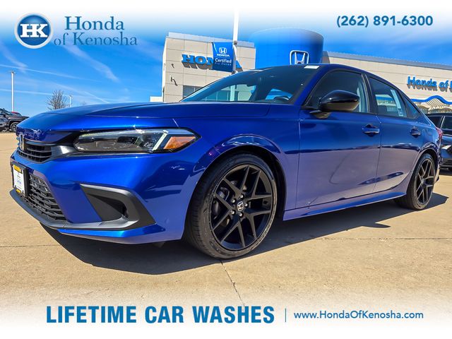 Aegean Blue Metallic 2023 Honda Civic Sport FWD Sedan Front-Wheel Drive Continuously Variable Transmission