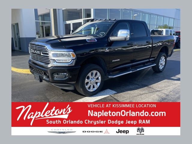 Diamond Black Crystal Pearlcoat 2023 RAM 2500 Laramie Crew Cab 4WD Pickup Truck Four-Wheel Drive 6-Speed Automatic