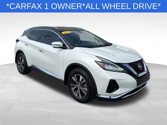 Pearl White 2019 Nissan Murano SV AWD SUV / Crossover All-Wheel Drive Continuously Variable Transmission
