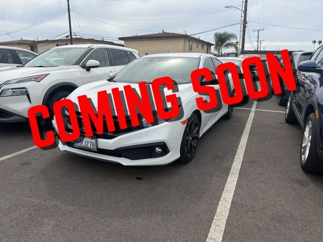 White 2019 Honda Civic Sport FWD Sedan Front-Wheel Drive Continuously Variable Transmission