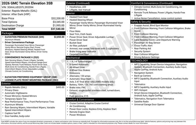 2026 GMC Terrain AWD Elevation