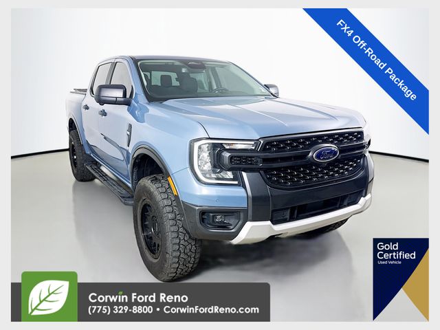 Blue (Azure Gray Metallic) 2024 Ford Ranger Pickup Truck Four-Wheel Drive Automatic