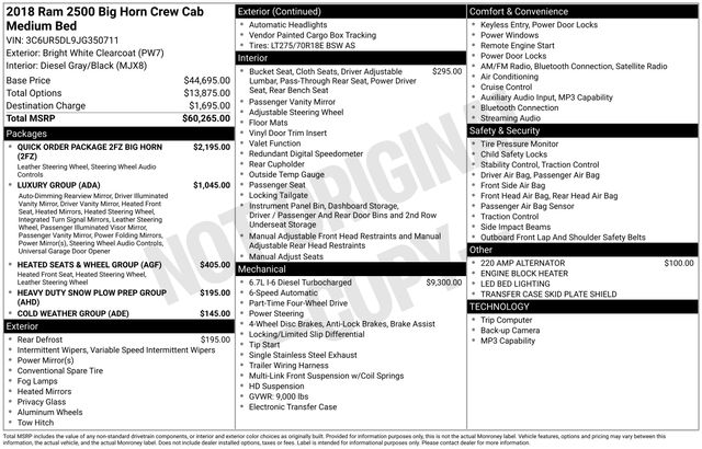 2018 RAM 2500 Big Horn Crew Cab 4WD