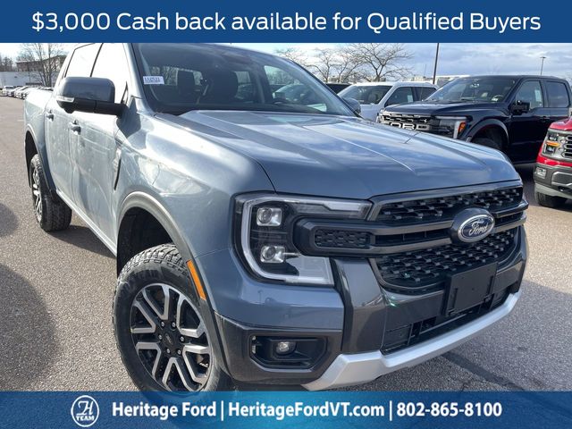 Blue (Azure Gray Metallic Tri-Coat) 2025 Ford Ranger Lariat SuperCrew 4WD Pickup Truck Four-Wheel Drive Automatic