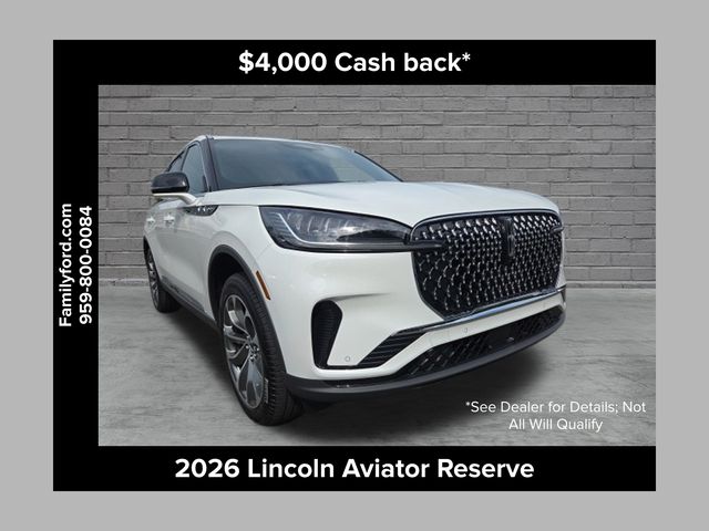 Pristine White Metallic Tri-Coat 2026 Lincoln Aviator SUV / Crossover All-Wheel Drive Automatic