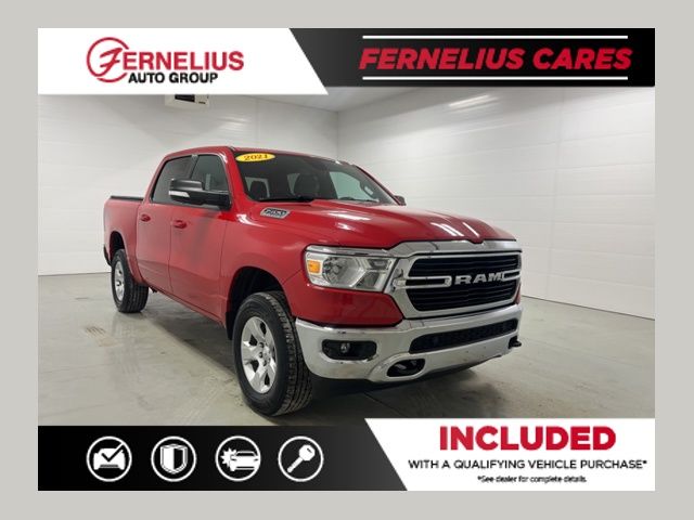 Flame Red Clearcoat 2021 RAM 1500 Big Horn Crew Cab 4WD Pickup Truck Four-Wheel Drive 8-Speed Automatic