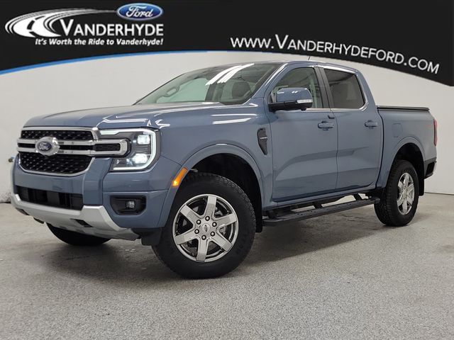 Blue (Azure Gray Metallic) 2025 Ford Ranger Lariat SuperCrew 4WD Pickup Truck Four-Wheel Drive Automatic