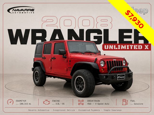 Flame Red 2008 Jeep Wrangler SUV / Crossover Four-Wheel Drive 4-Speed Automatic
