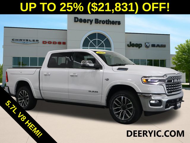 Ivory White Tri-Coat Pearlcoat 2026 RAM 1500 Pickup Truck Four-Wheel Drive 8-Speed Automatic